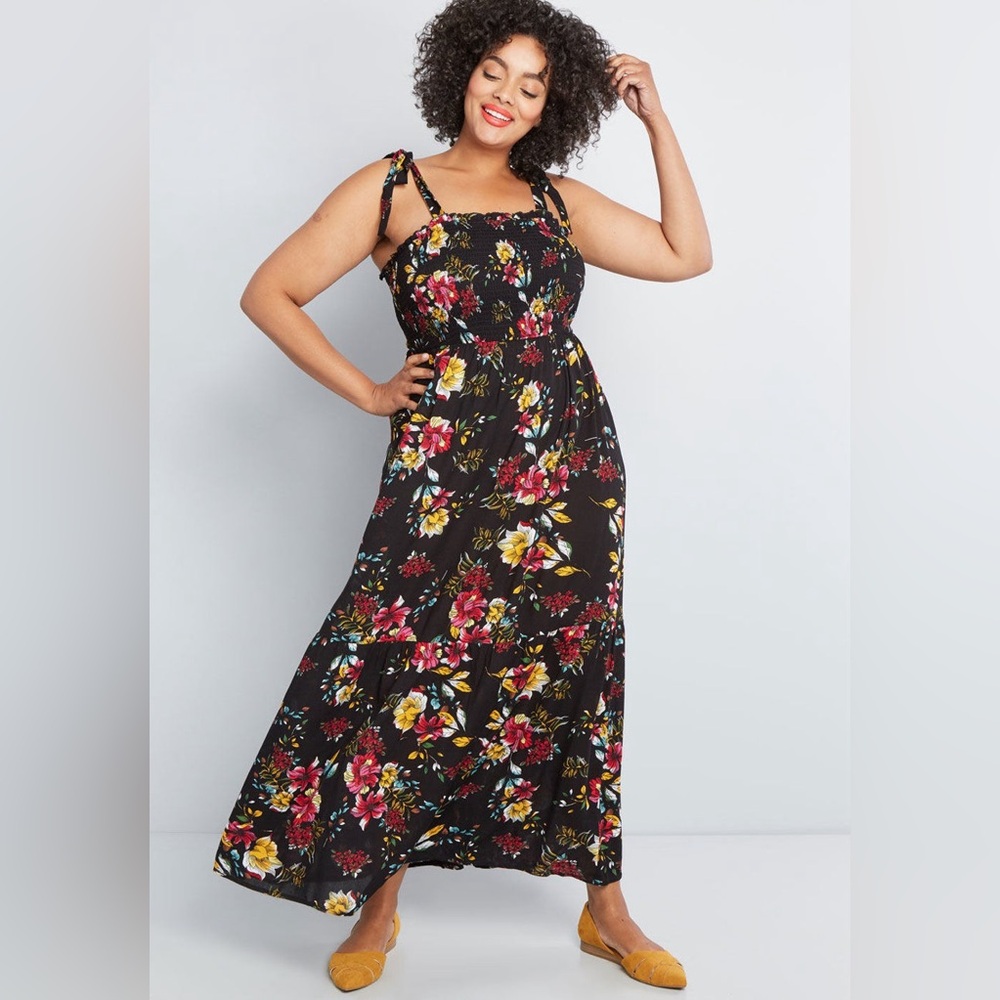 Lace & Mesh 1X Floral Maxi Dress from ModCloth